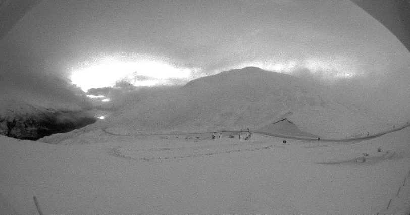 The Crown Range blanketed by snow on Thursday night. Photo: MetService 