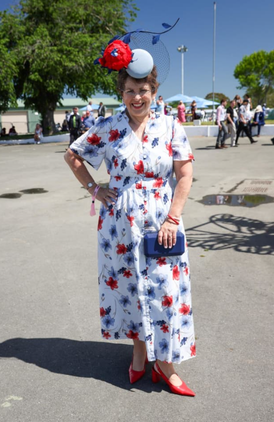 Heather Reynolds on her first trip to the Cup from Pukekohe. She bought the hat a few years ago...
