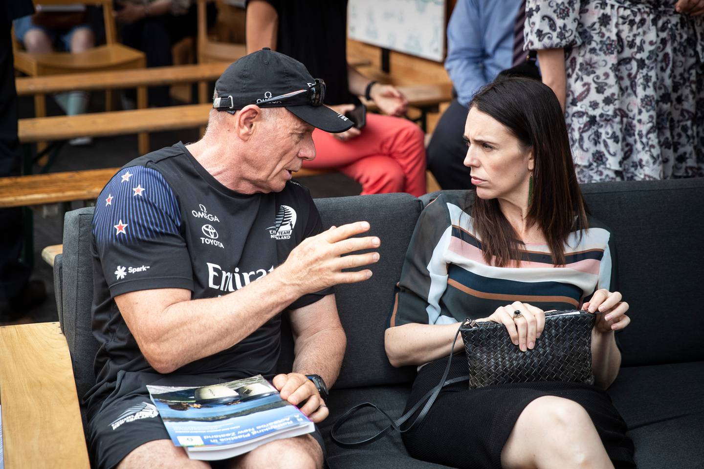 Team New Zealand boss Grant Dalton and Prime Minister Jacinda Ardern. Photo via NZ Herald