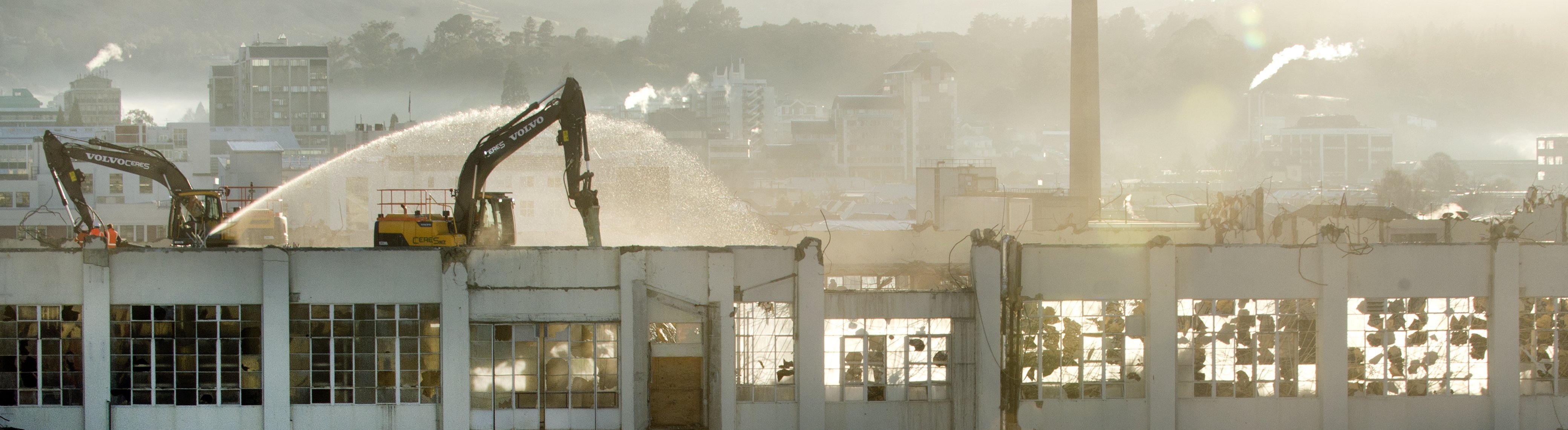 Demolition on the north wall of the former Cadbury factory in Dunedin. Photo: Gerard O'Brien