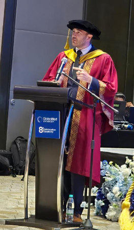 Swiggs receiving his doctorate in business administration. Photo: Supplied