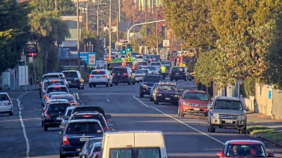 The crash at the intersection of Cranford St and Edgeware Rd has now been cleared. Photo: TFC