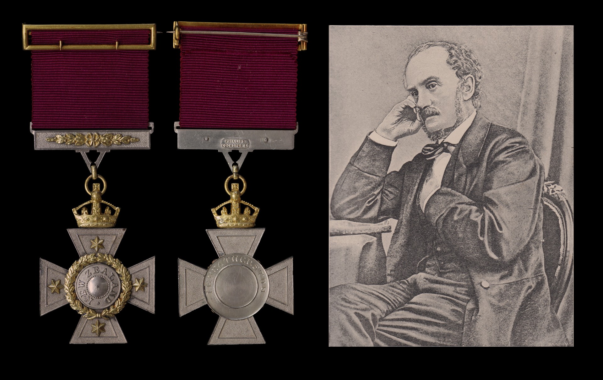 Dr Isaac Featherston's New Zealand Cross will be up for auction. Photo: Mowbray Collectables 