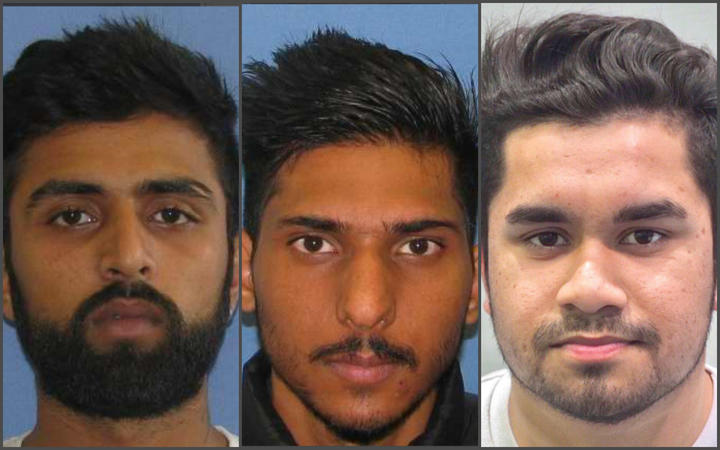 From left: Aucklanders Hitesh Sharma, Manish Khan, and Tushar Prabhakar are being sought by...