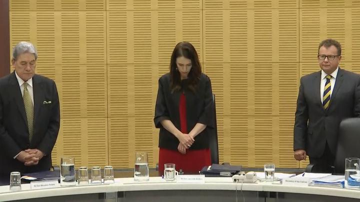 Prime Minister Jacinda Ardern and Cabinet observed one minute of silence to remember victims of...