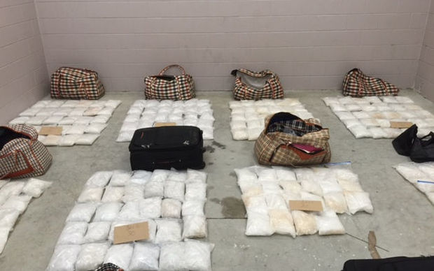 Baggies of meth laid out. Photo: supplied via NZ Police 