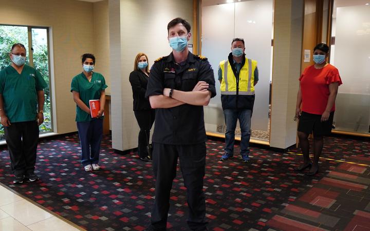 Staff at the Waipuna Hotel. Several asked for their full names to be protected: (from left)...