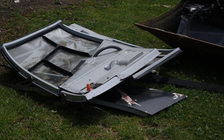 Wreckage from the helicopter crash site in Kekerengu. Photo: RNZ / Tracy Neal