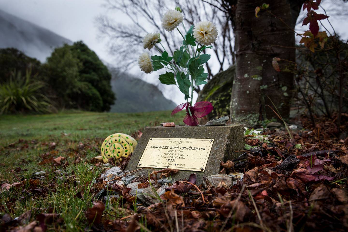 The memorial plaque to Amber-Lee in Kingston. It reads 'presumed drowned' but police do not...