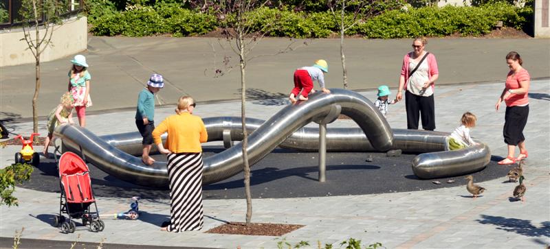 Julia Morison's Ouroboros (worm) at the Dunedin Botanic Garden. Photo: ODT files 