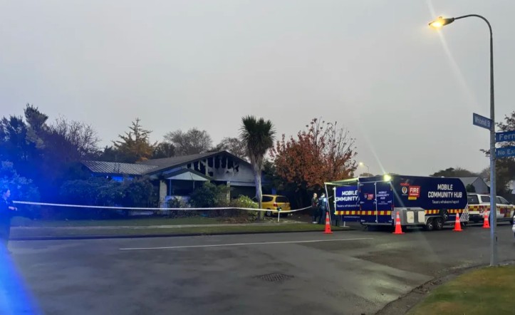 Cordons are in place on Whitehall Street and Hills Road. Photo: RNZ / Louis Dunham