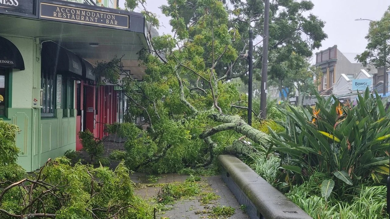 Storm damage in central Whakatāne. Photo: RNZ