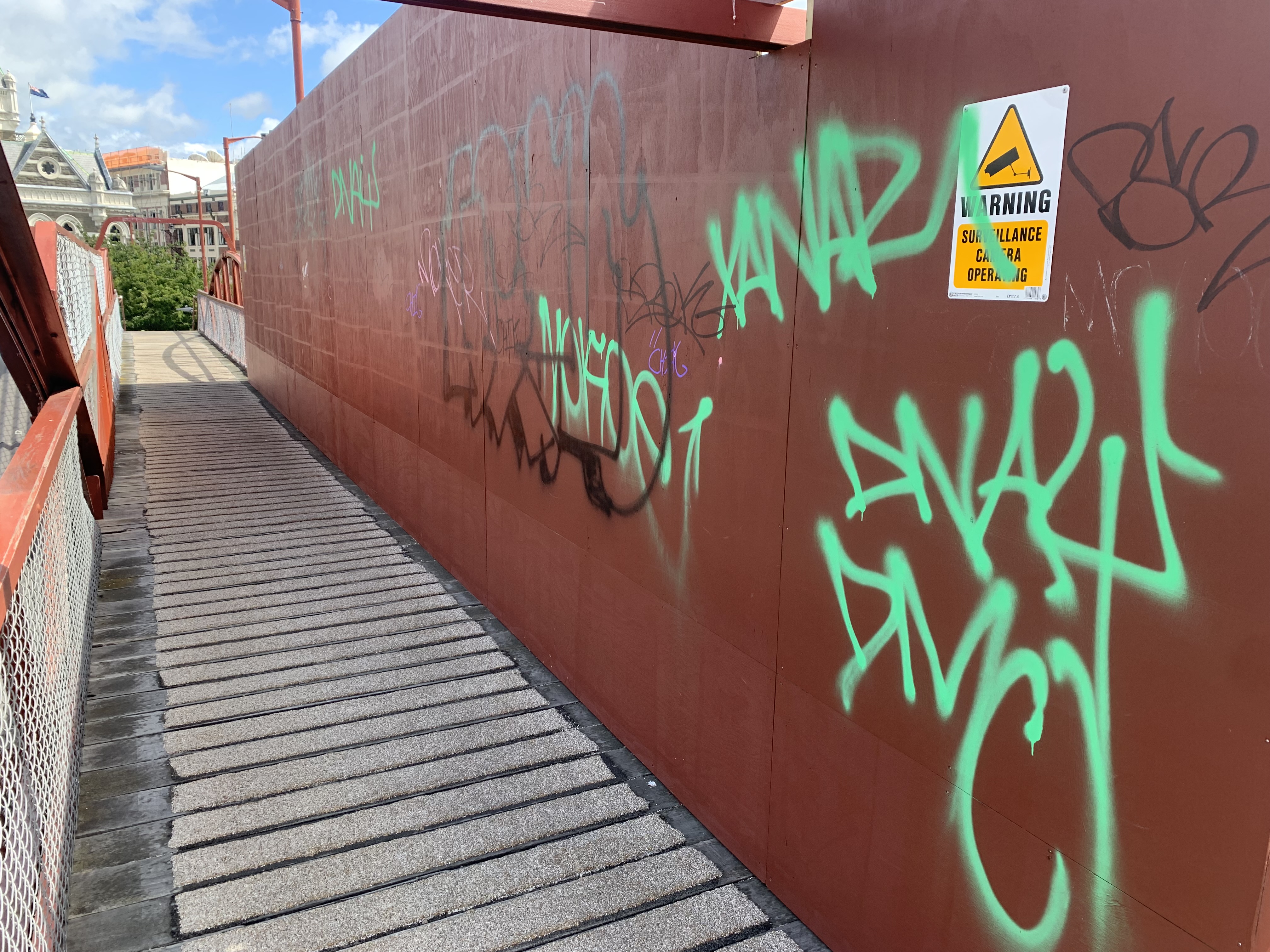 Tags on the Dunedin Railway Station footbridge. Photo: Supplied 