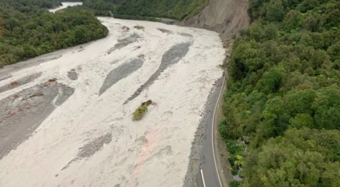 State Highway 6 between Fox Glacier and Franz Josef Glacier was washed away after bad weather....