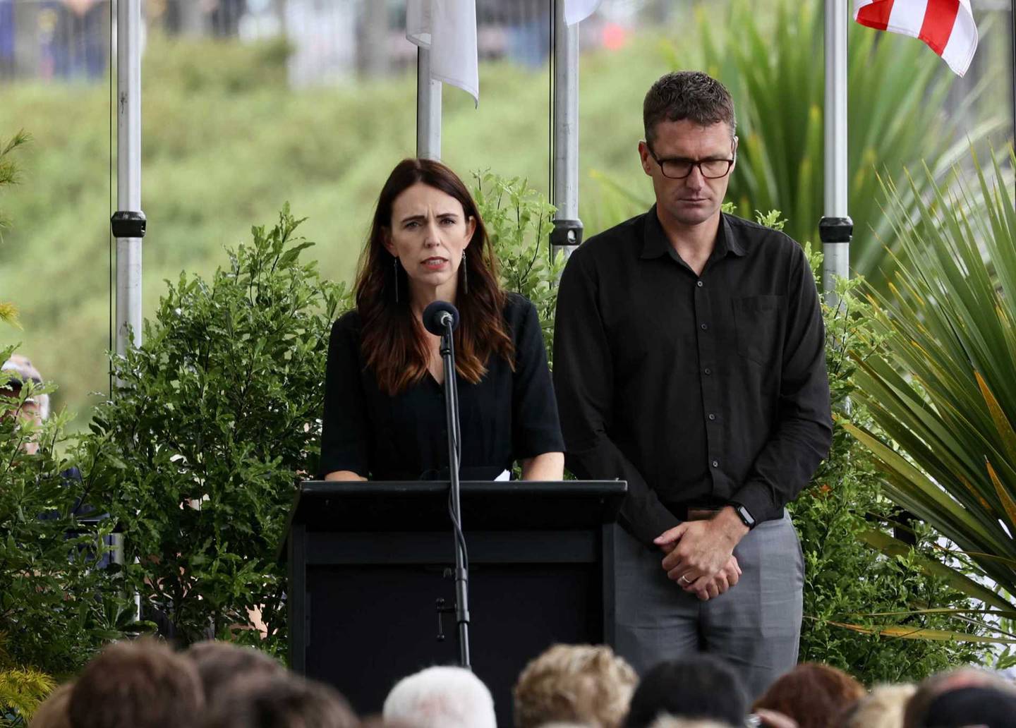 Prime Minister Jacinda Ardern during her address at the service. Photo: NZ Herald