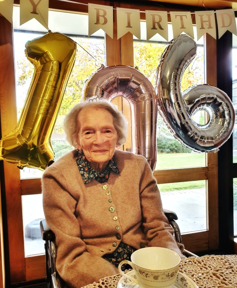 Mary Brackenbury recently turned 106 at Edith Cavell Lifecare rest home. Photo: Supplied