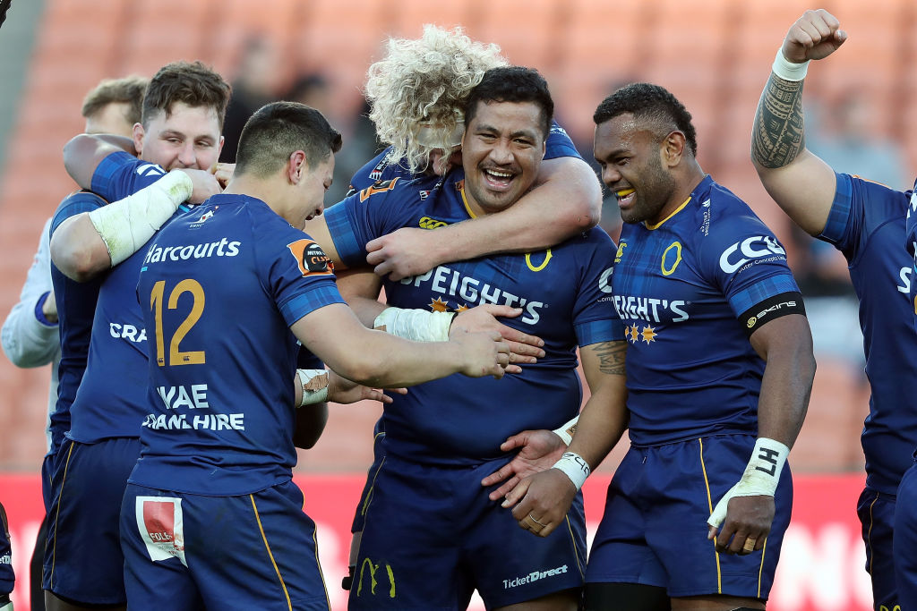 Otago players celebrate their victory over Waikato in Hamilton earlier this month. Photo: Getty