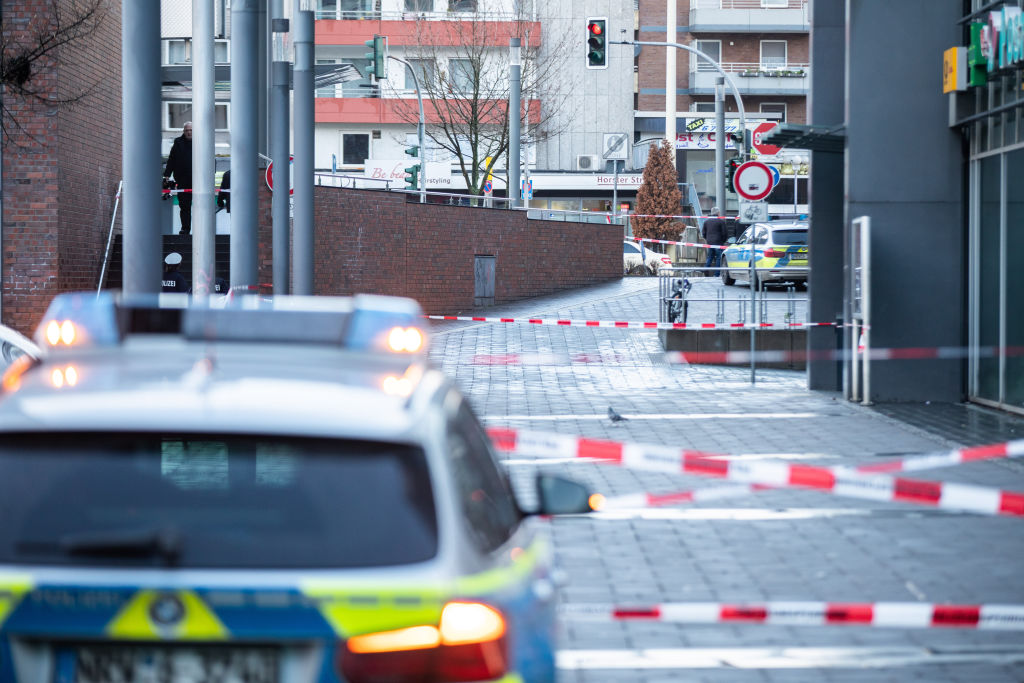 The scene of the attack, Berliner Platz, was cordoned off. Photo: Getty Images 