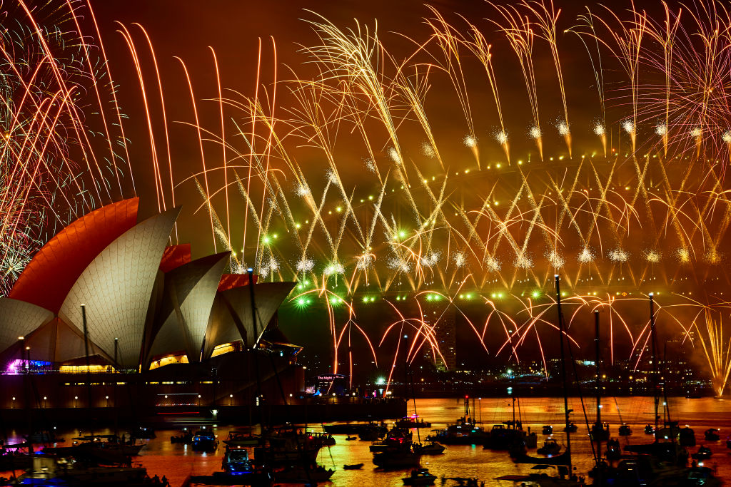 Fireworks explode over Sydney during the city's New Year's Eve celebrations. Photo: Getty 