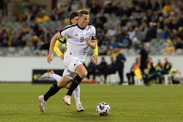 Chris Wood in action during a friendly against Australia last year. Photo: Getty Images
