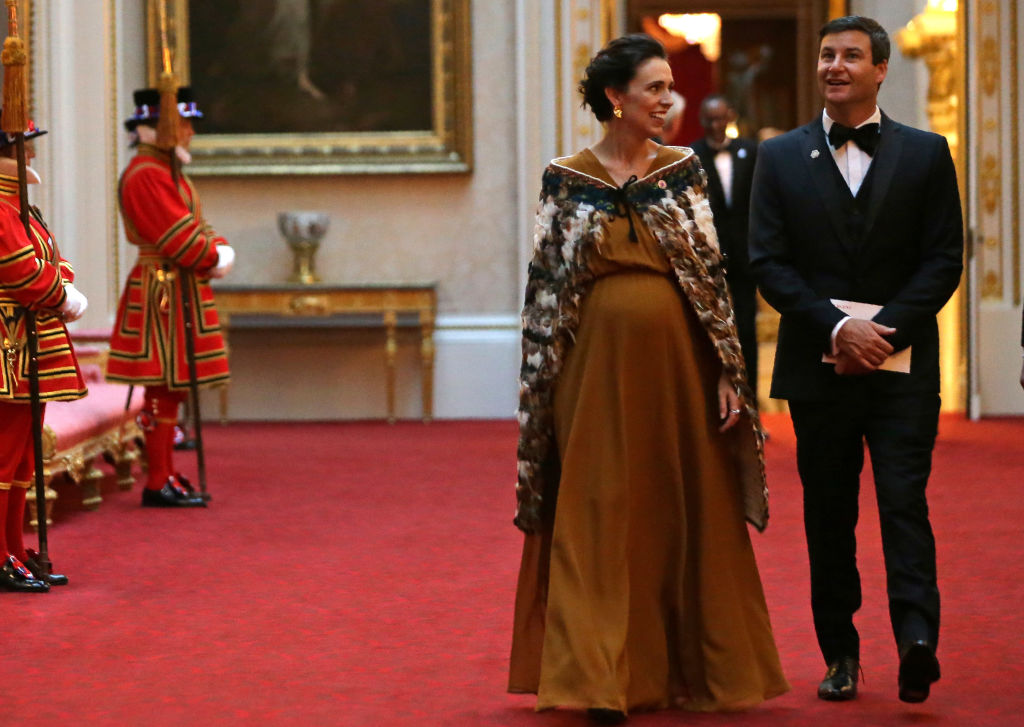 New Zealand Prime Minister Jacinda Ardern and her partner Clarke Gayford arrive for The Queen's...