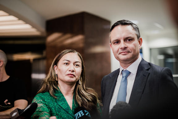 Co-leaders Marama Davidson and James Shaw. Photo: RNZ