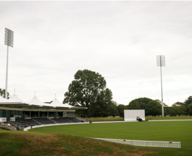 Two of the six 49m-high lights at Hagley Oval. Photo: NZ Herald