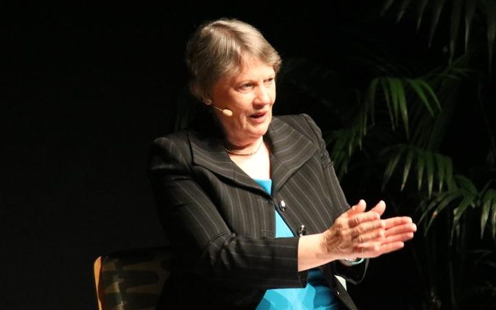 Former New Zealand Prime Minister Helen Clark speaks to hundreds of people at Christchurch Town...