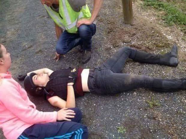The horse was spooked during a practice session and Sophia Malthus was flung into a fence. Photo...