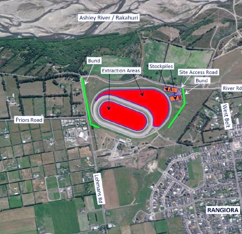 A map accompanying the Taggart Earthmoving application shows the area to be quarried in red....