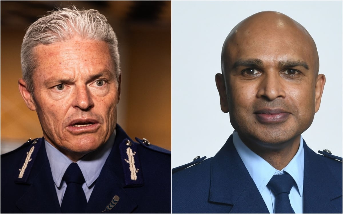 Police Commissioner Richard Chambers (left) and Superintendent Rakesh Naidoo. Photo: RNZ