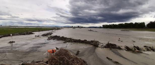 On the south side of the Rangitata River earlier today. Normally this tributary under the bridge...