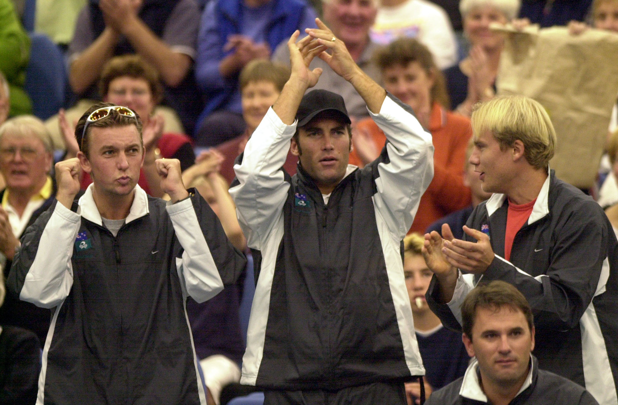 New Zealand Davis Cup team members James Greenhalg (left), Daniel Willman, Mark Neilson and Glenn...