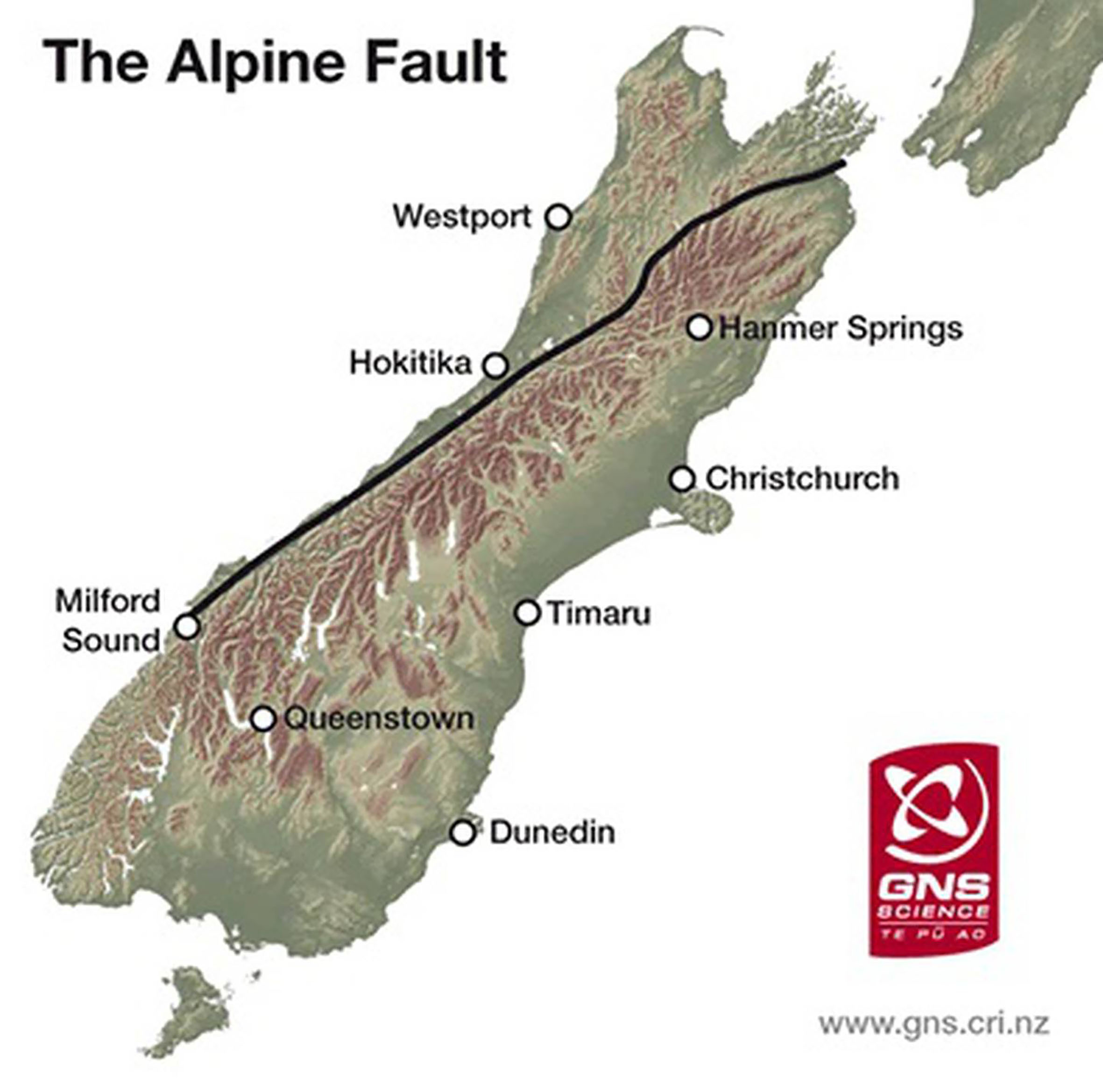 The Alpine Fault. Credit: GNS