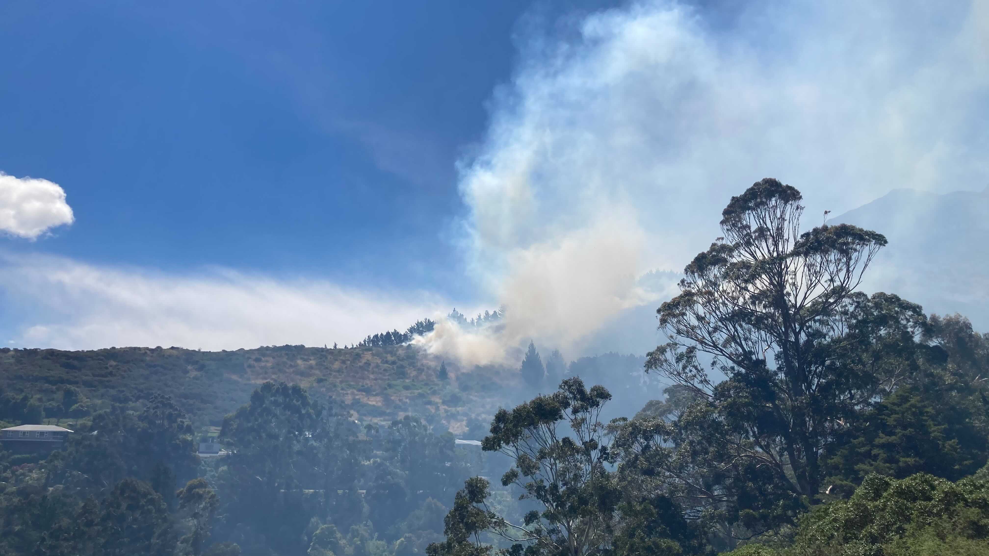 The large fire at Cass Bay. Photo: Geoff Sloan