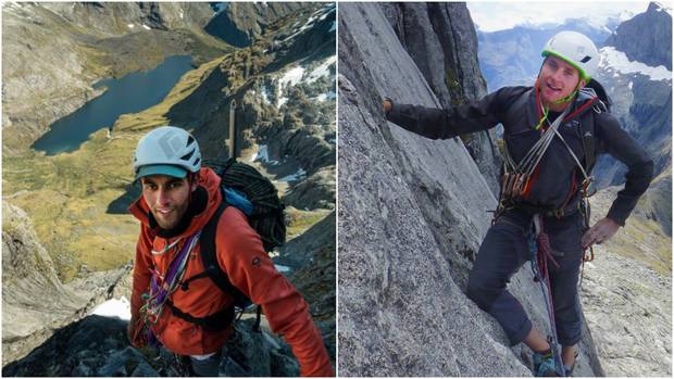 Conor Smith (right) climbing Barrier Knob, in Fiordland in 2016, Sarwan Chand on Sabre Peak in Fiordland in 2016. Photos: New Zealand Alpine Team