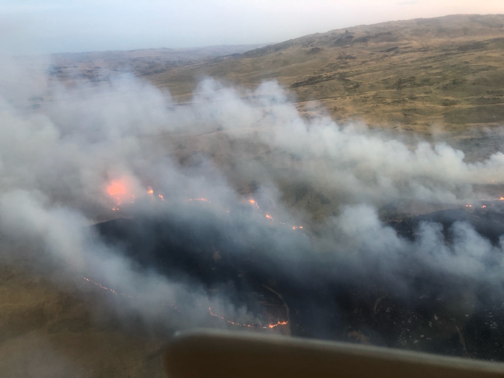 A hillside ablaze during the Kokonga fire. Photo: Supplied