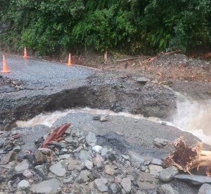 The washout at Smithy's Creek on State Highway 6. Photo: NZTA 