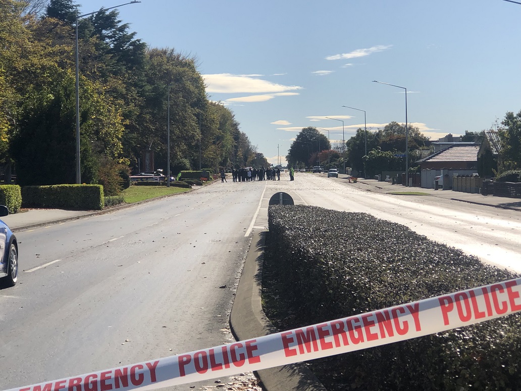 The road remained cordoned off on Saturday morning. Photo: Luisa Girao