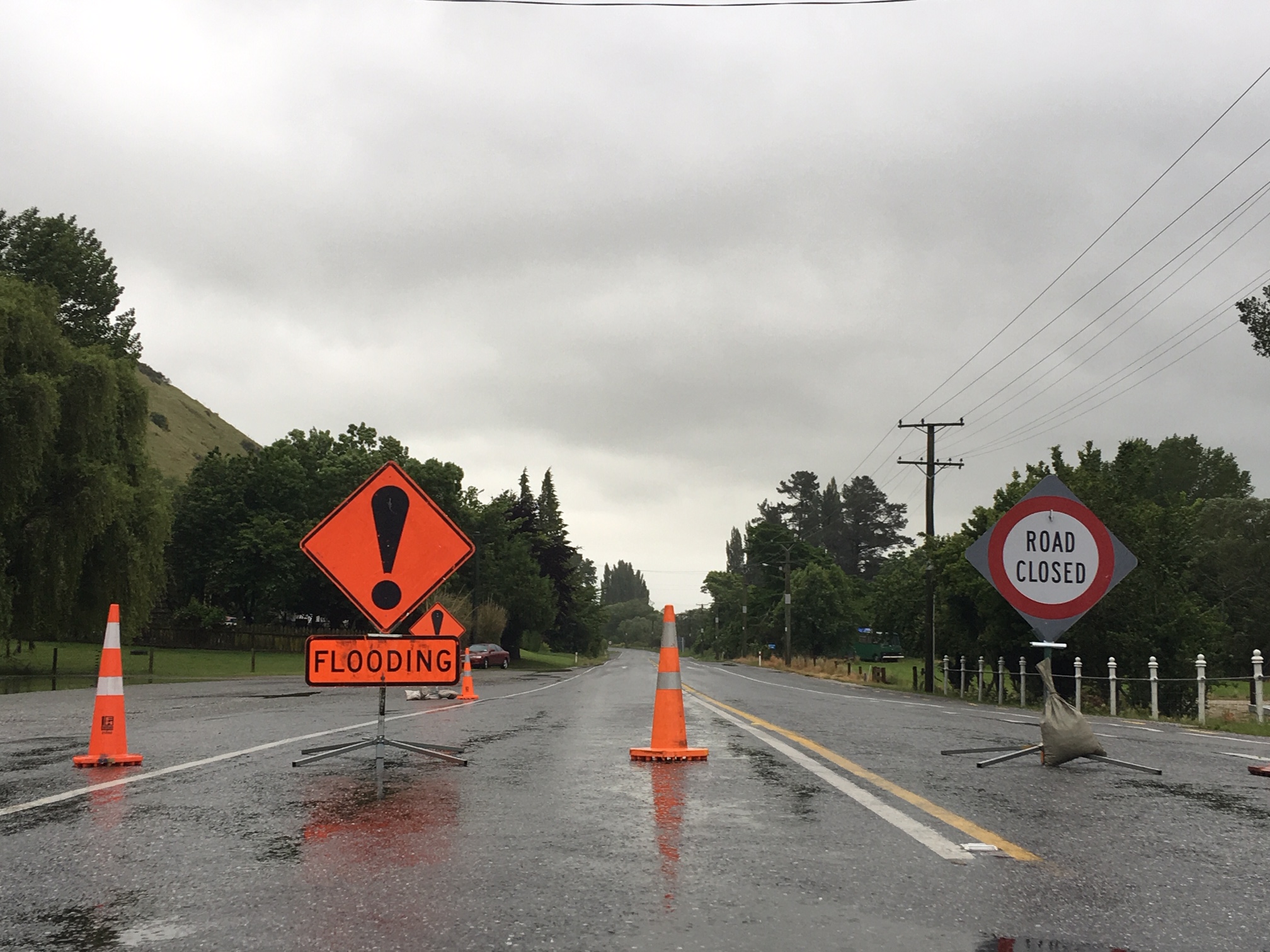 State Highway 8 closed at Millers Flat on Tuesday evening.  