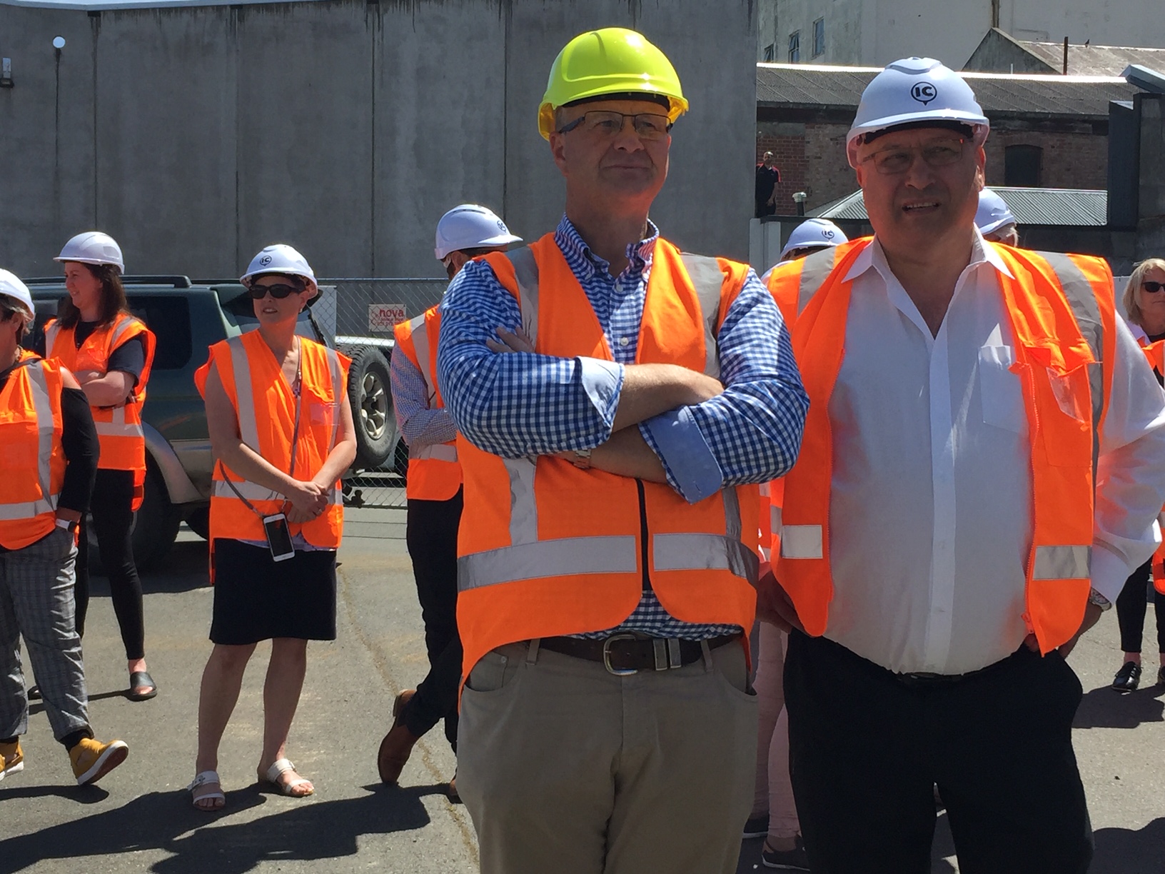 HWCP Group director Scott O'Donnell (left) and Geoff Thomson on site today. Photo: Luisa Girao