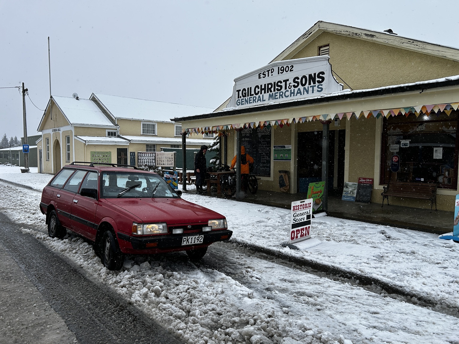 Snow lying on the ground in Oturehua on Sunday afternoon. Photo: Gregor Richardson