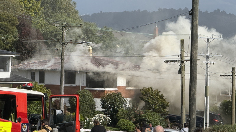 Smoke billows from a "well ablaze" in Concord this morning. Photo: Craig Baxter