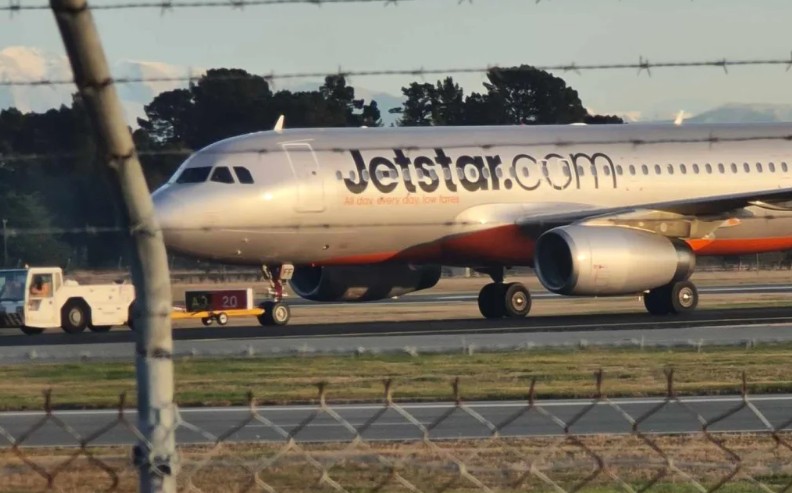 A Jetstar aircraft slid off the runway at Christchurch Airport on arrival. Photo: Supplied / JJ...
