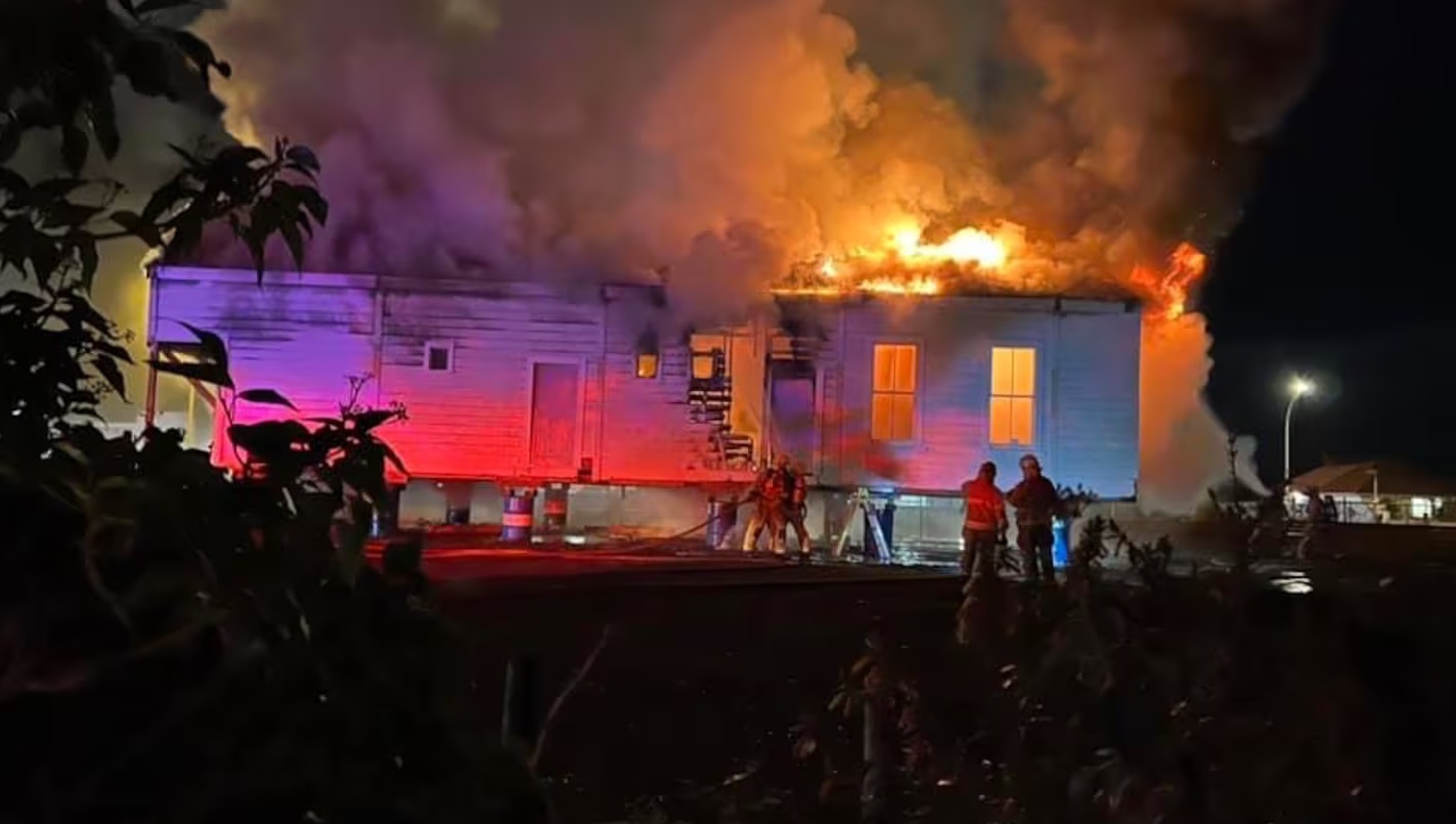 Huntly's historic railway station building was torched on May 31 last year. Photo: Waikato...