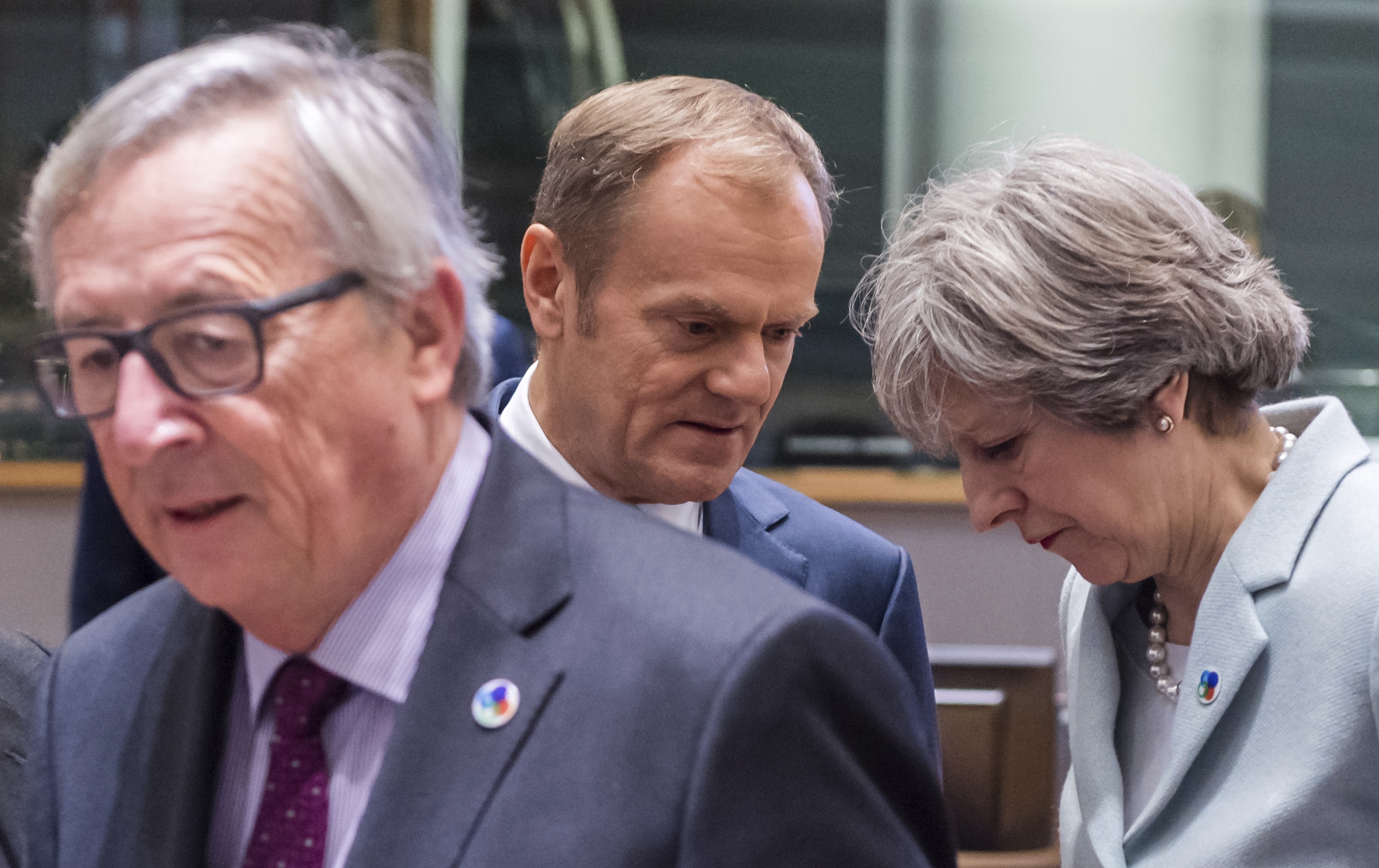 European Commission President Jean-Claude Juncker (left), European Council President Donald Tusk...