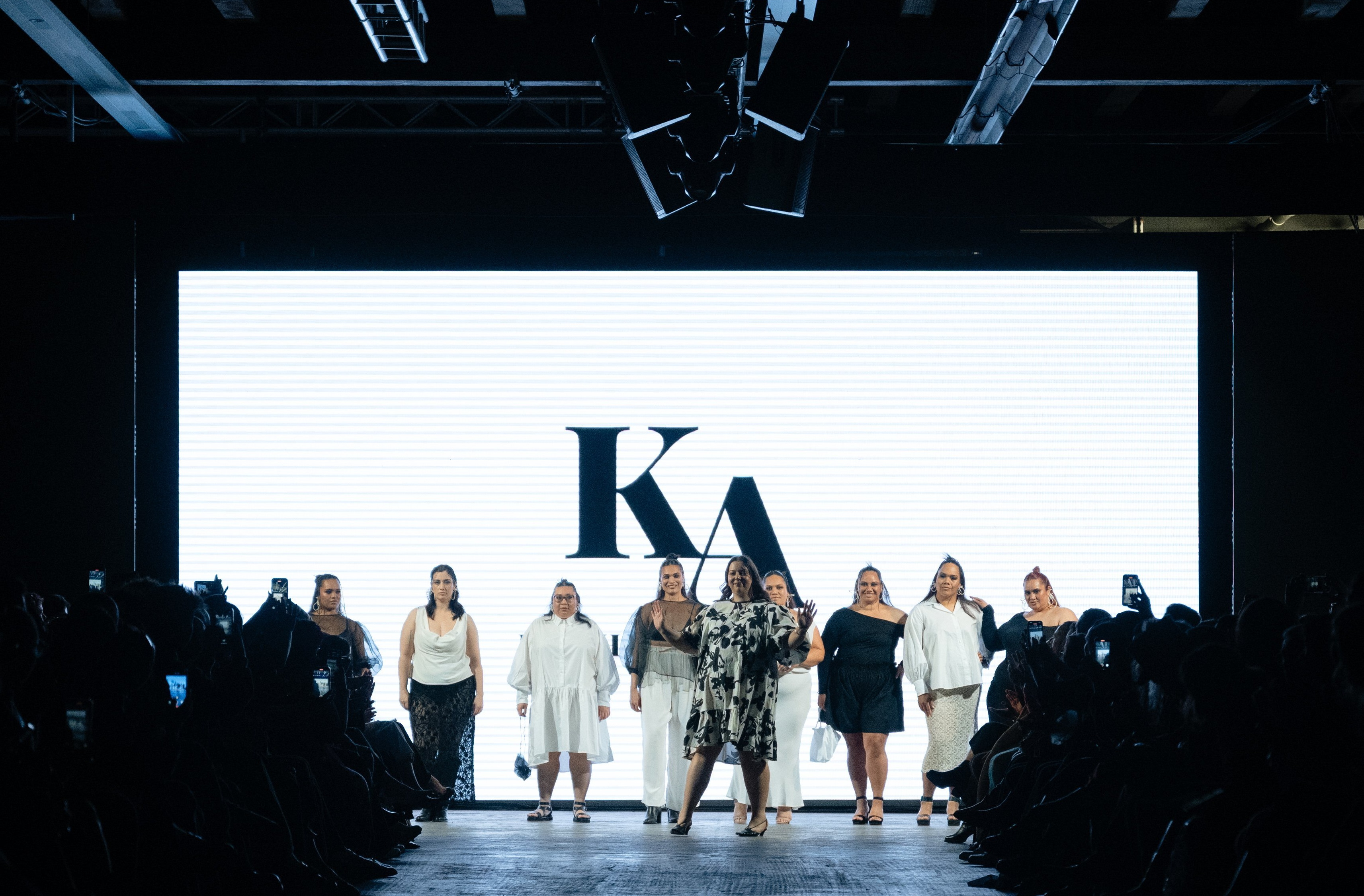 Designer Katherine Inder with her full collection at New Zealand Fashion Week.  PHOTO: NZFW