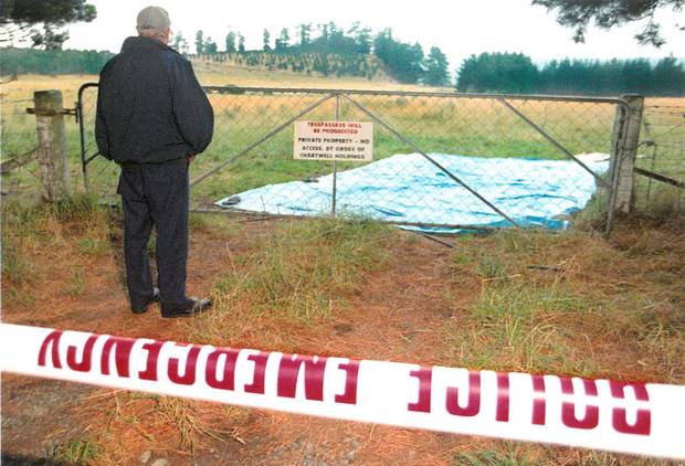 Tarpaulin covers a track in the area where the body of Kirsty Bentley was found. Photo: Supplied