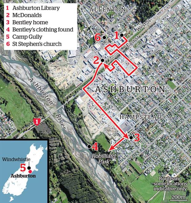 Kirsty's last known movements. Graphic: NZ Herald