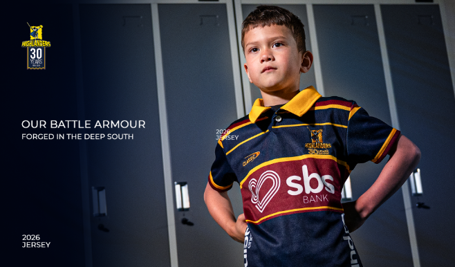 The jersey design will be a one-off, and used for the 2026 season only. PHOTO: THE HIGHLANDERS